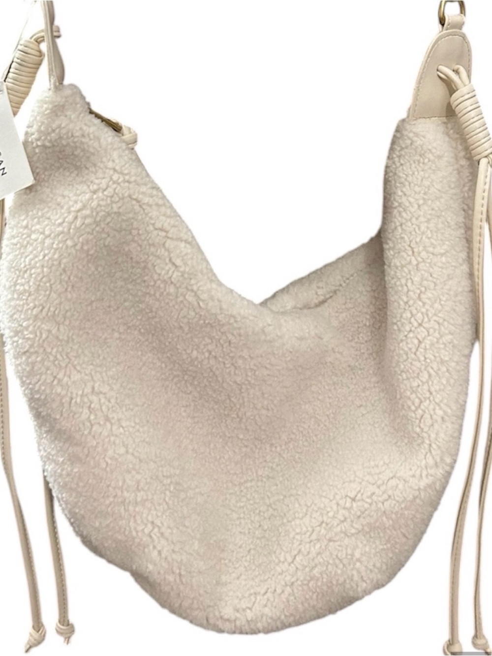 American Eagle Cream Sherpa Crescent Bag NWT
